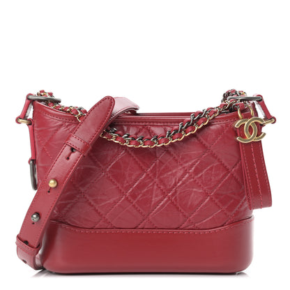 Chanel Aged Calfskin Quilted Small Gabrielle Hobo Red 1 of 10