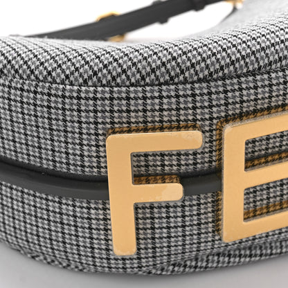 Fendi Wool Vitello Grace Small Houndstooth Small Fendigraphy Hobo Bag Grigio Anthracite 8 of 9