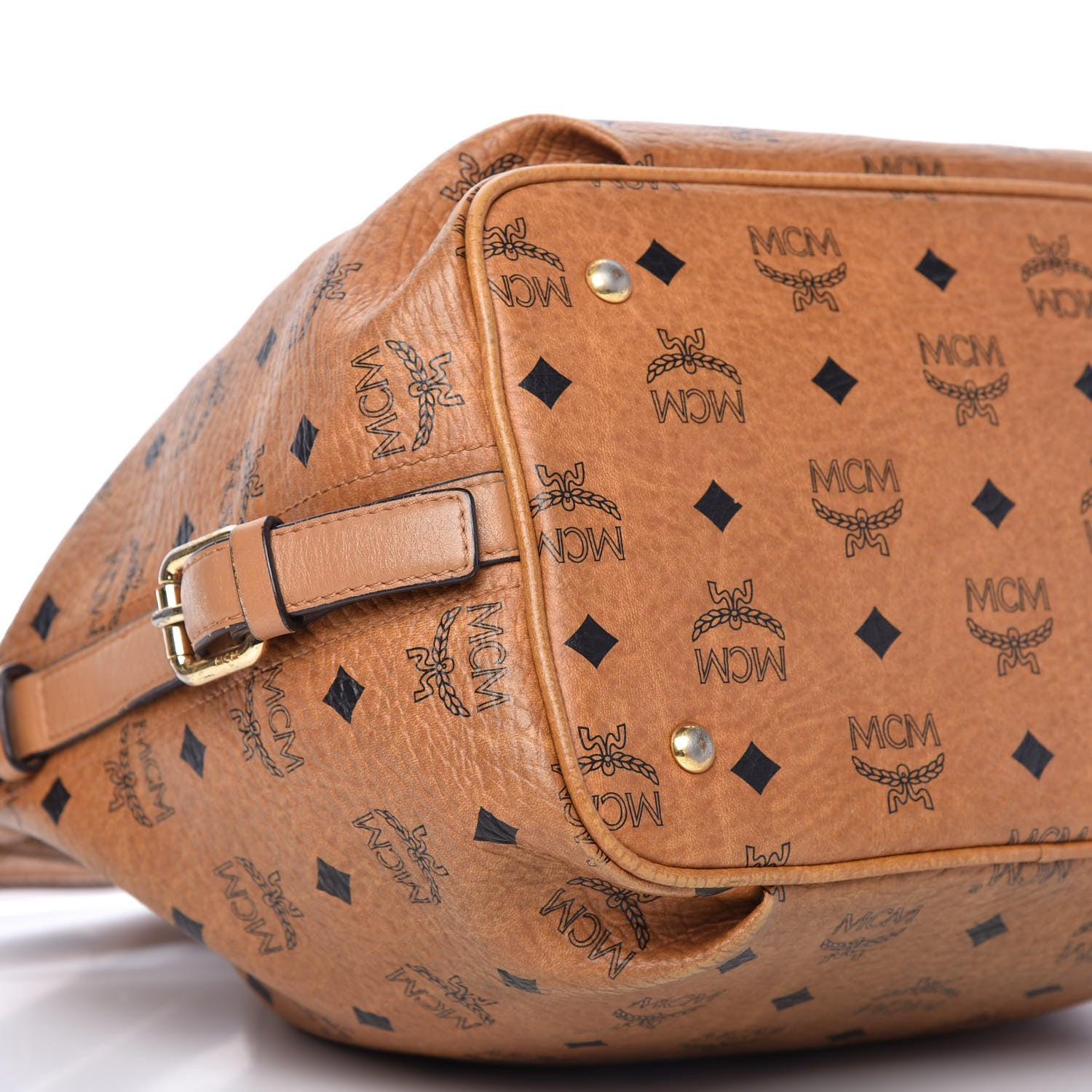 MCM Visetos Essential Drawstring Bucket Bag Cognac 6 of 14