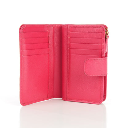 Prada Saffiano Metal Compact Wallet Ibisco 8 of 10
