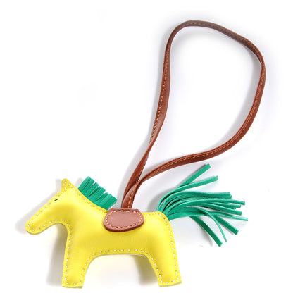 Hermes Milo Lambskin Grigri Rodeo Horse Bag Charm MM Lime Menthe Fauve 1 of 5