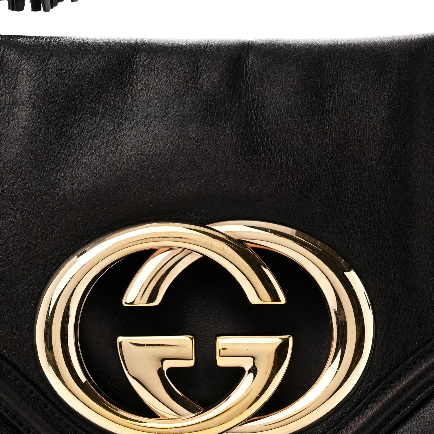 Gucci Calfskin Medium Britt Tassel Shoulder Bag Black 8 of 10