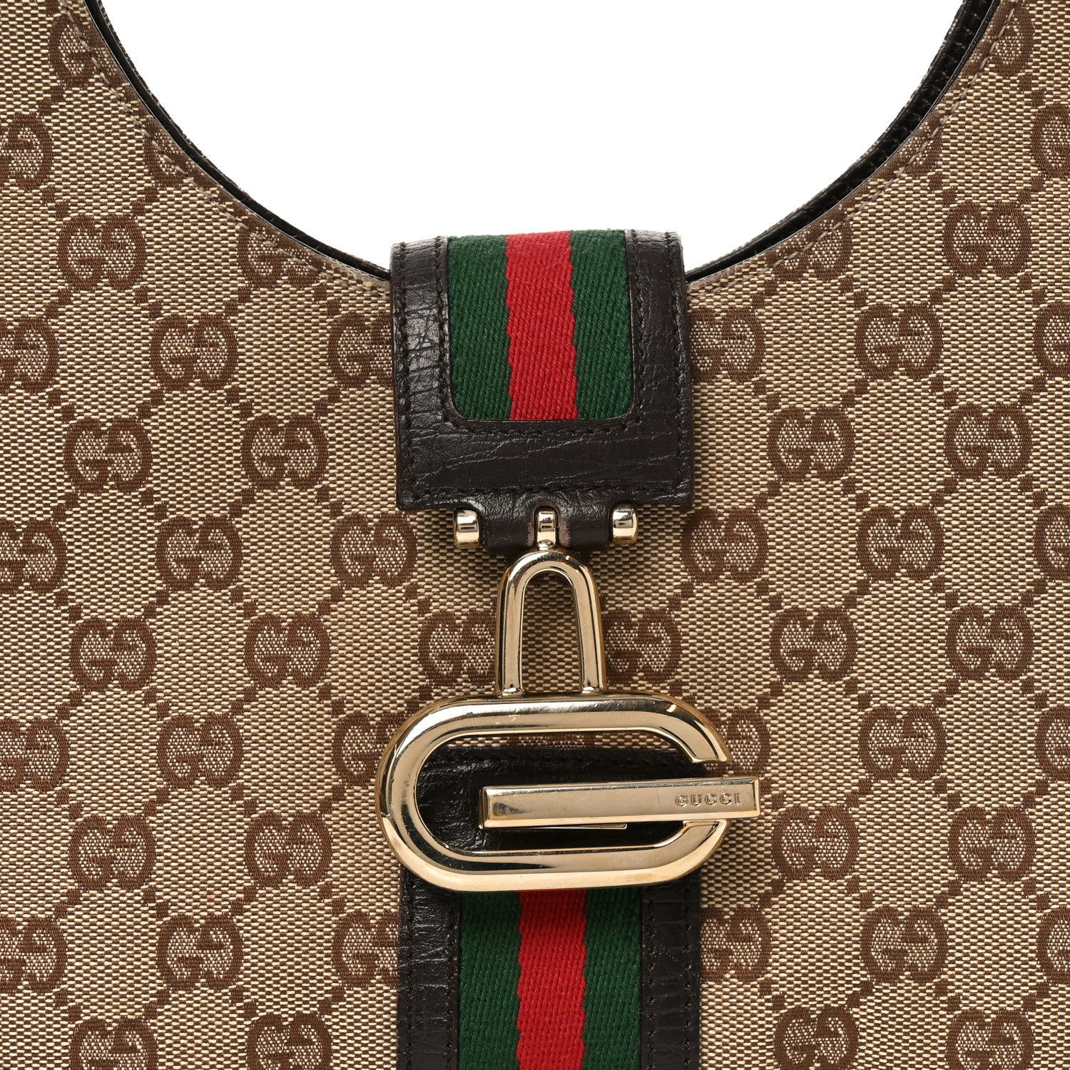 Gucci Monogram Web Junco Shoulder Bag Dark Brown 8 of 10