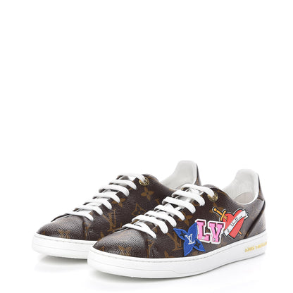 Louis Vuitton Calfskin Monogram LV Black Heart Sneakers 37 Cacao 4 of 10