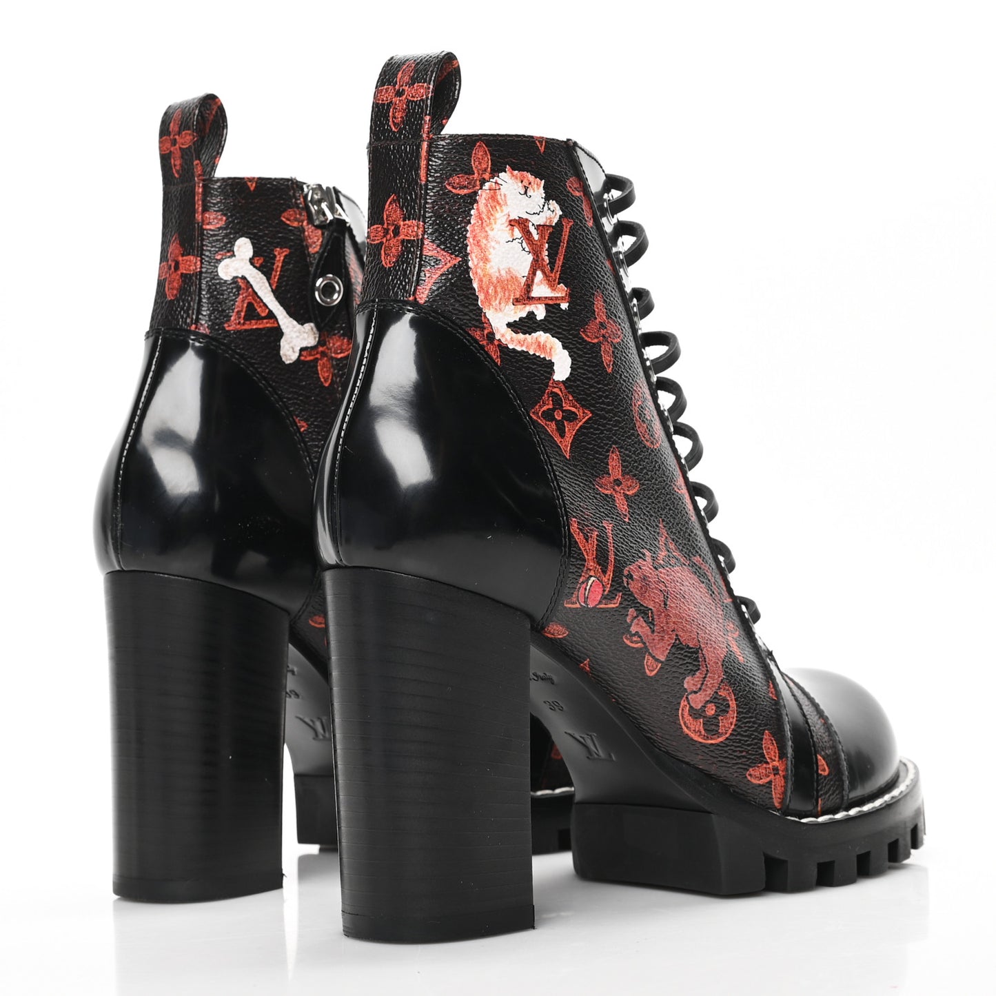 Patent Calfskin Catogram Star Trail Ankle Boots 39 Black Marron