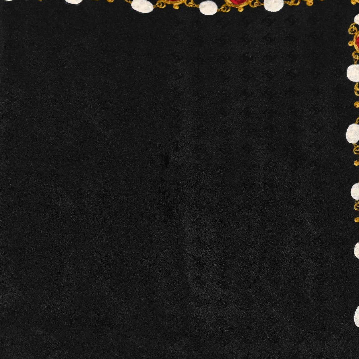 Silk Pearl Jewel Chain Print Scarf Black
