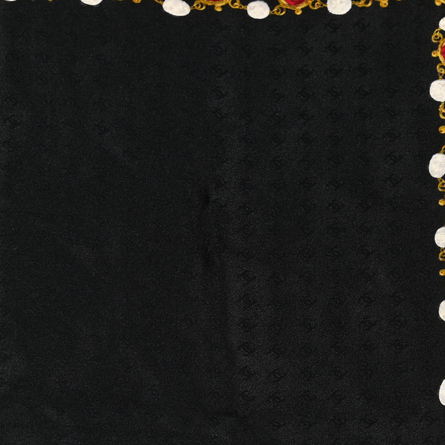 Chanel Silk Pearl Jewel Chain Print Scarf Black 5 of 5