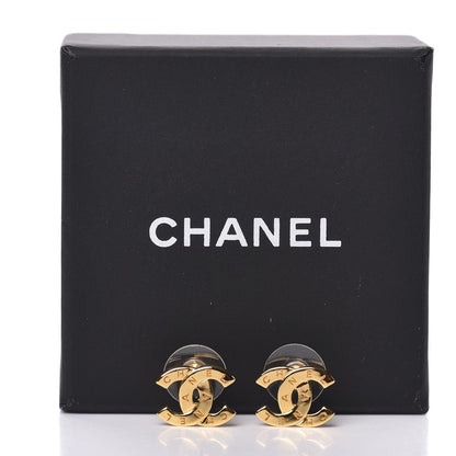 Chanel Metal CC Paris Button Stud Earrings Gold 5 of 5