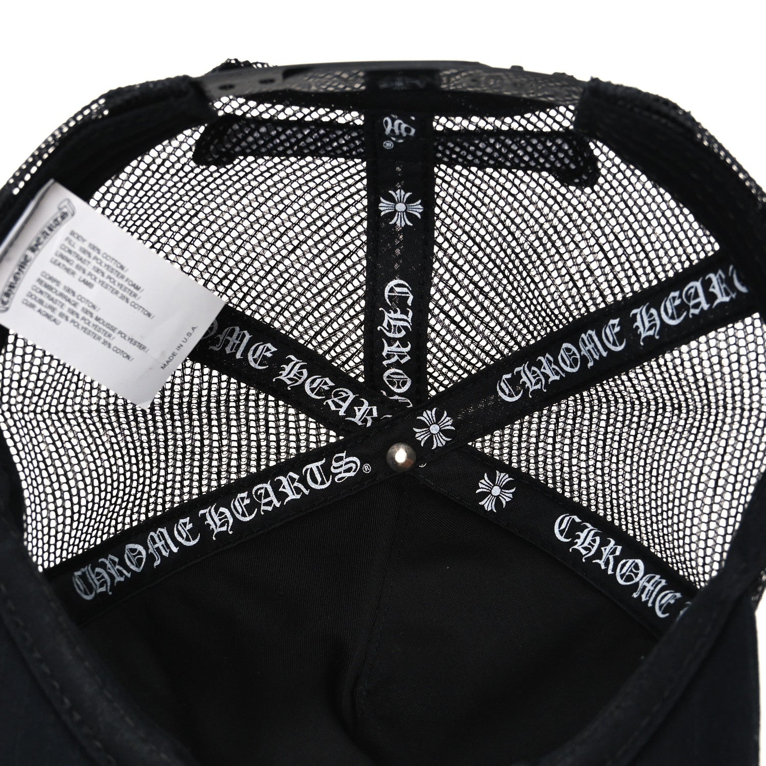 Chrome Hearts Cotton Mesh Triple Cross Cemetery CH Trucker Hat Black White 7 of 8