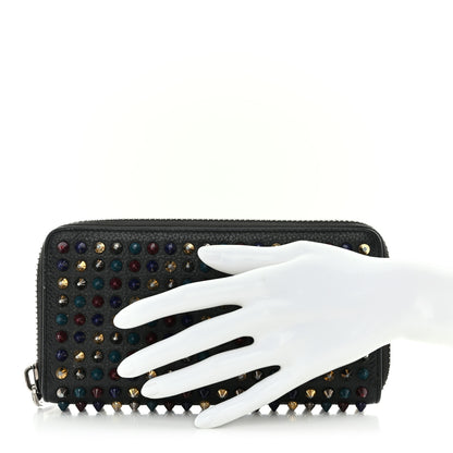 Christian Louboutin Calfskin Panettone Spiked Zip Around Wallet Black Multicolor 2 of 12