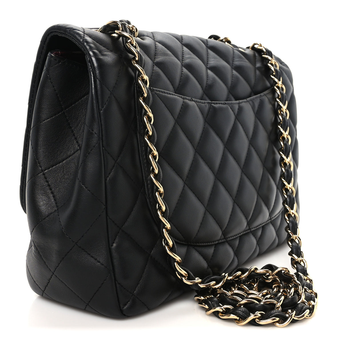 Lambskin Quilted Jumbo Single Flap Black