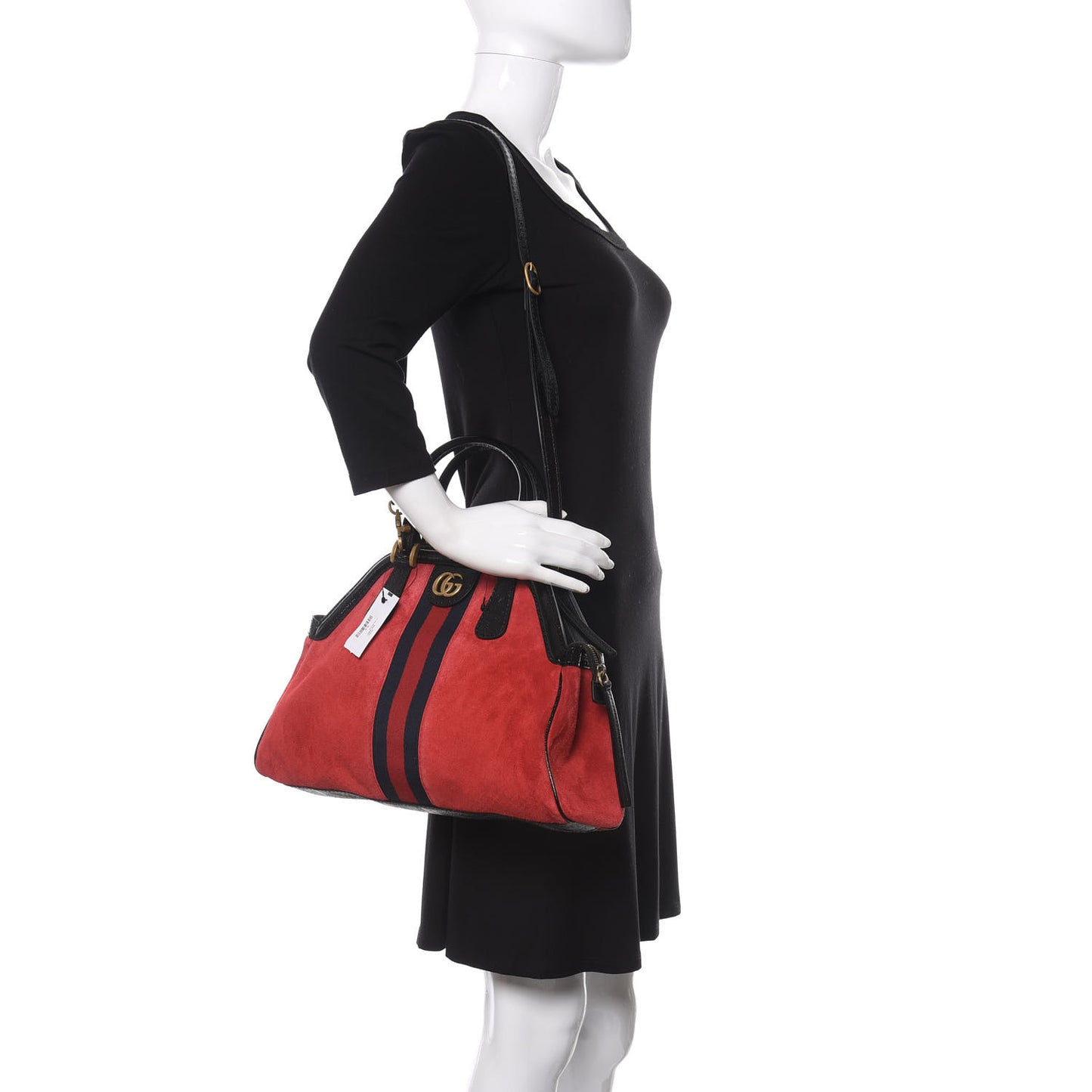 Suede Patent Ophidia Medium Re(Belle) Top Handle Bag Hibiscus Red Black