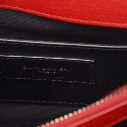 Saint Laurent Sheepskin Matelasse Chevron Monogram Medium College Bag Rouge 8 of 14
