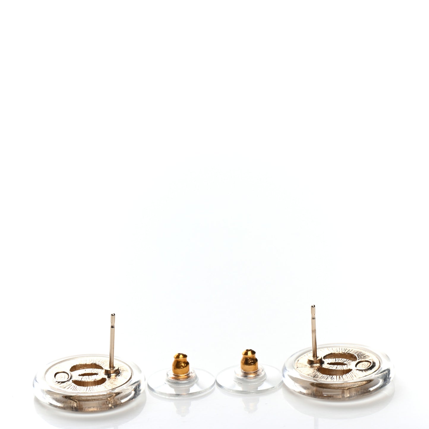 Resin Crystal CC Round Earrings Light Gold