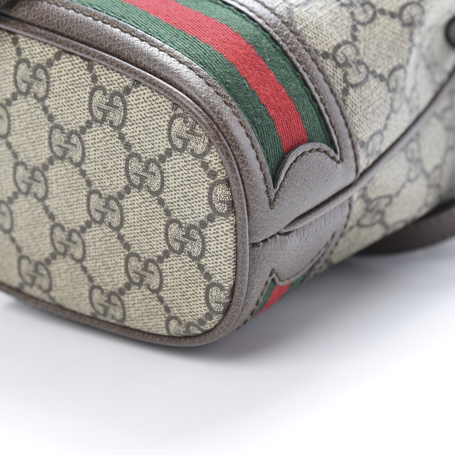 Gucci GG Supreme Monogram Web Mini Ophidia Bucket Bag Brown 9 of 9