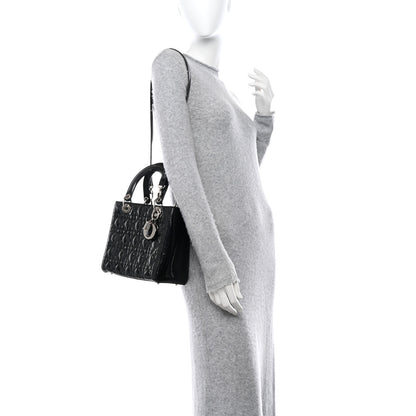 Christian Dior CHRISTIAN DIOR Patent Cannage Medium Lady Dior Black 2 of 11