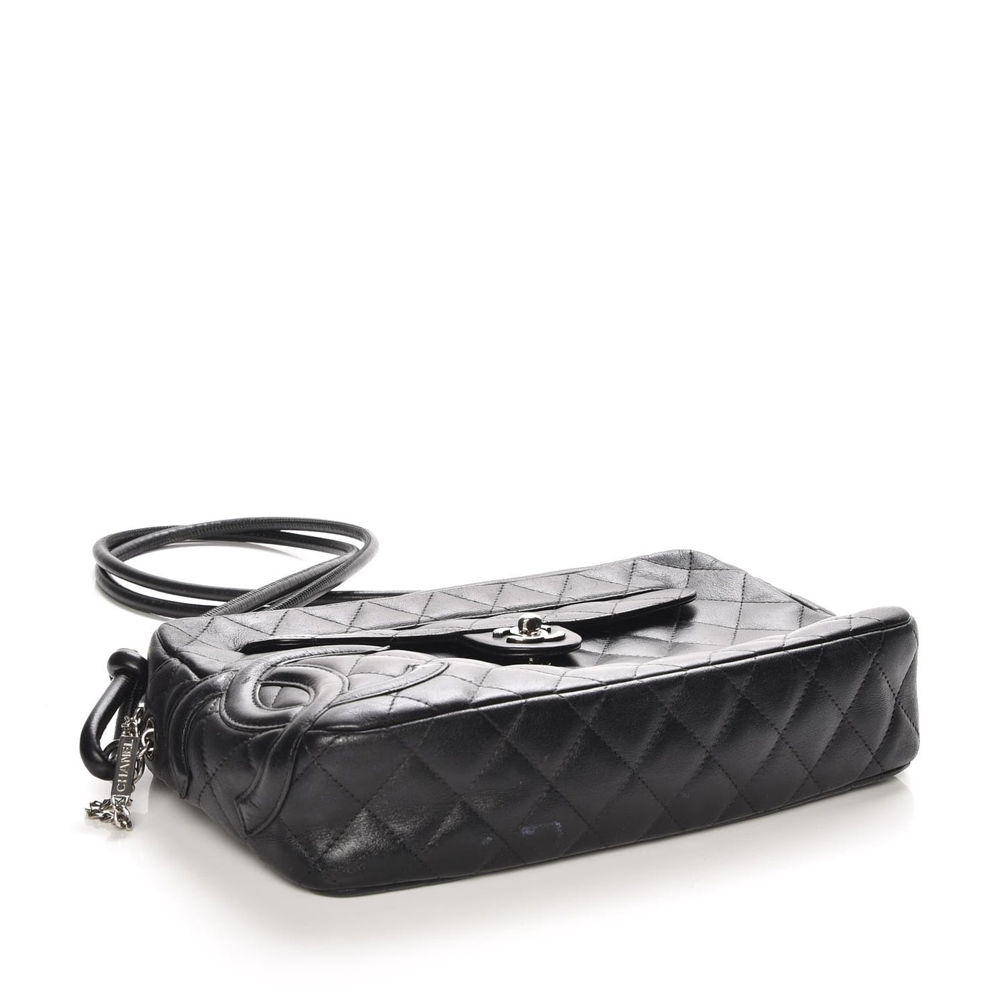 Calfskin Quilted Cambon Camera Case Black