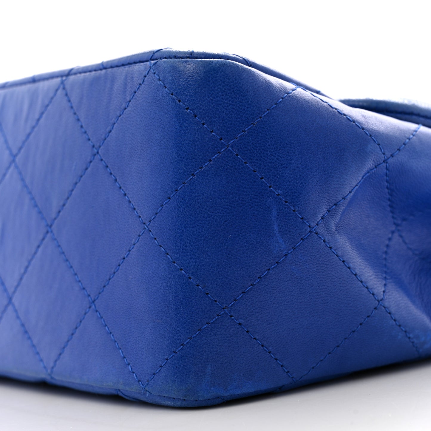 Lambskin Quilted Jumbo Single Flap Blue