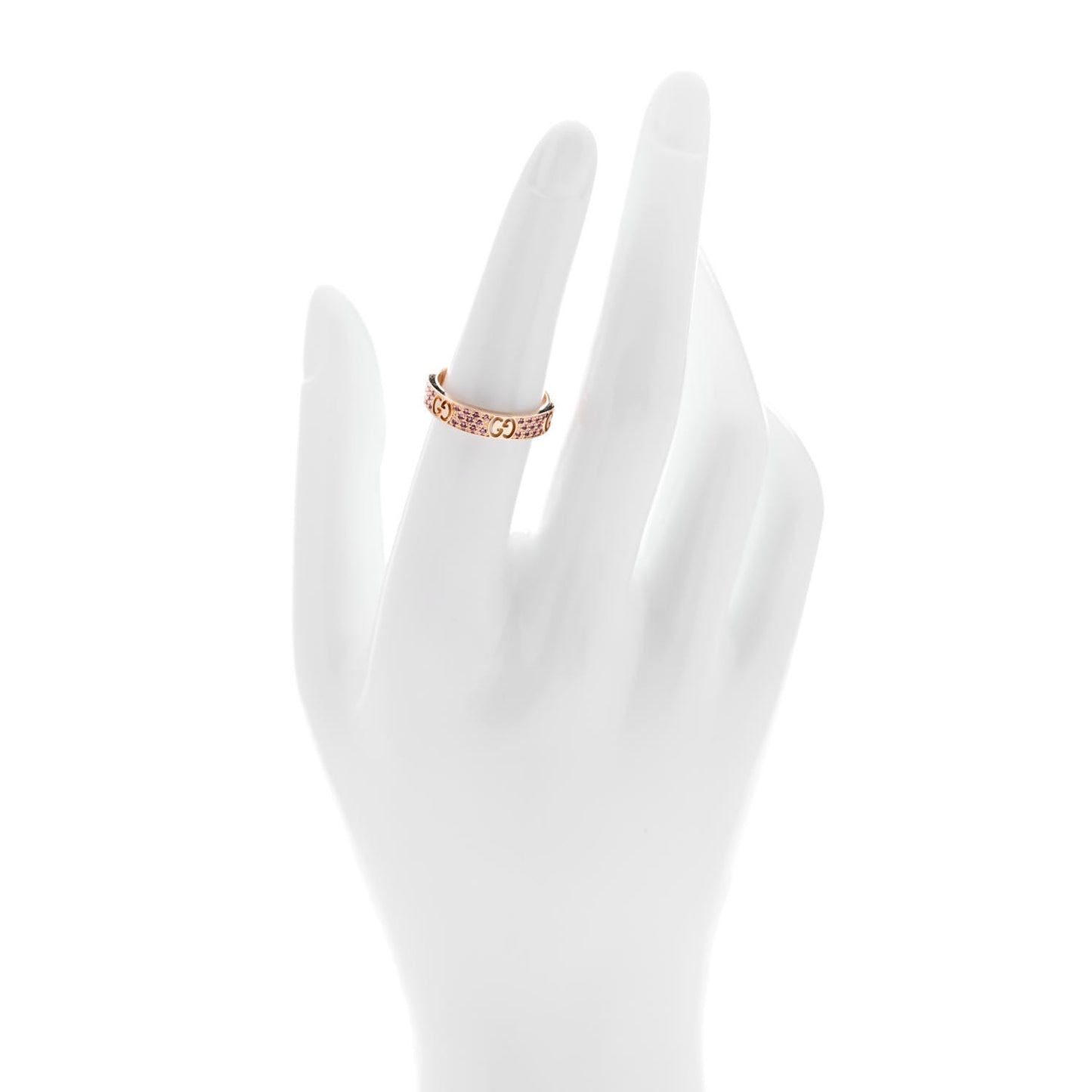 18K Rose Gold Pink Sapphire Icon Stardust Thin Band Ring 53 6.5