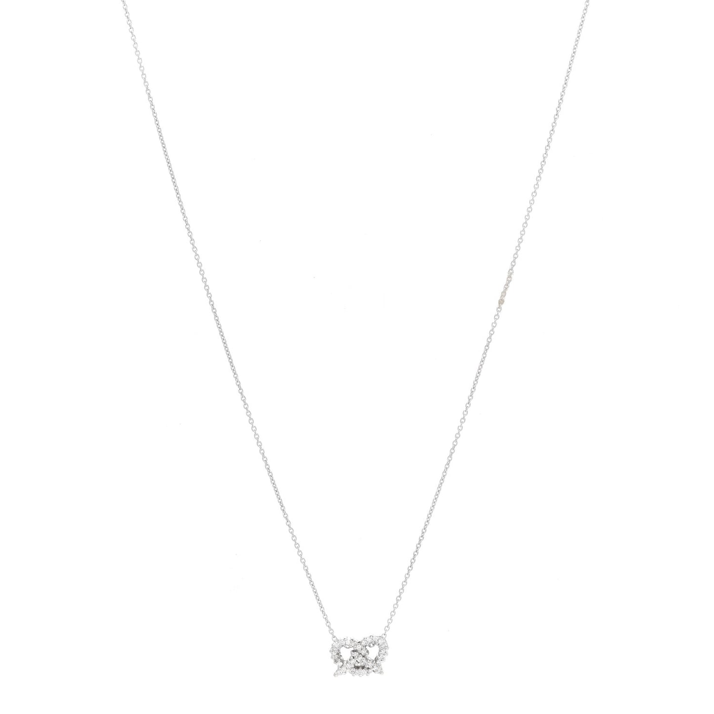 18K White Gold Diamond Tiny Treasures Pretzel Pendant Necklace