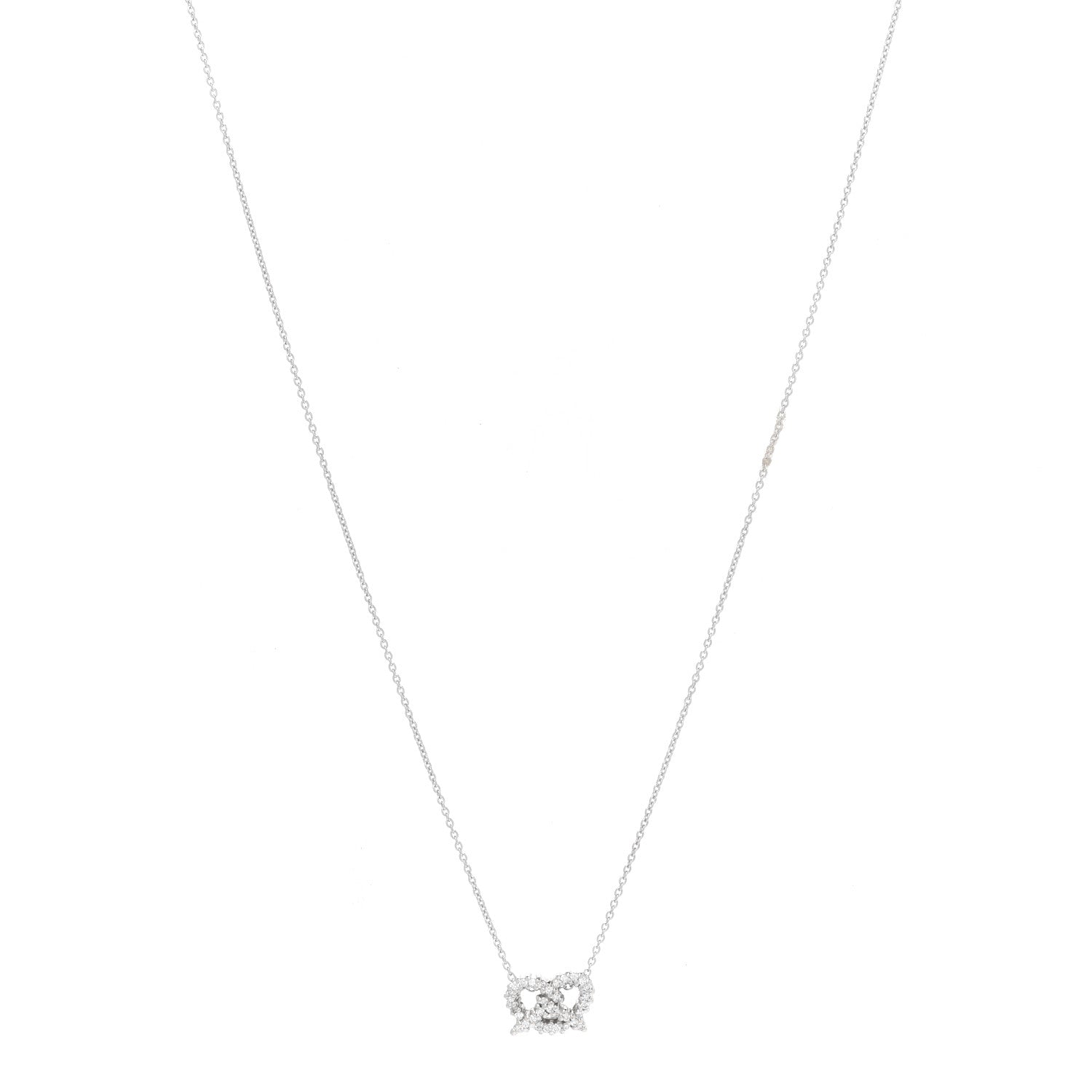 Roberto Coin 18K White Gold Diamond Tiny Treasures Pretzel Pendant Necklace 1 of 5