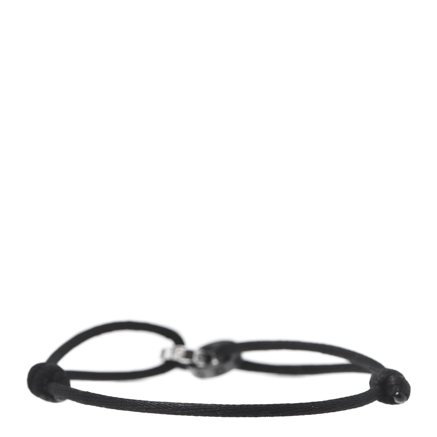 18K White Gold Ceramic 4 Diamond LOVE Cord Bracelet Black