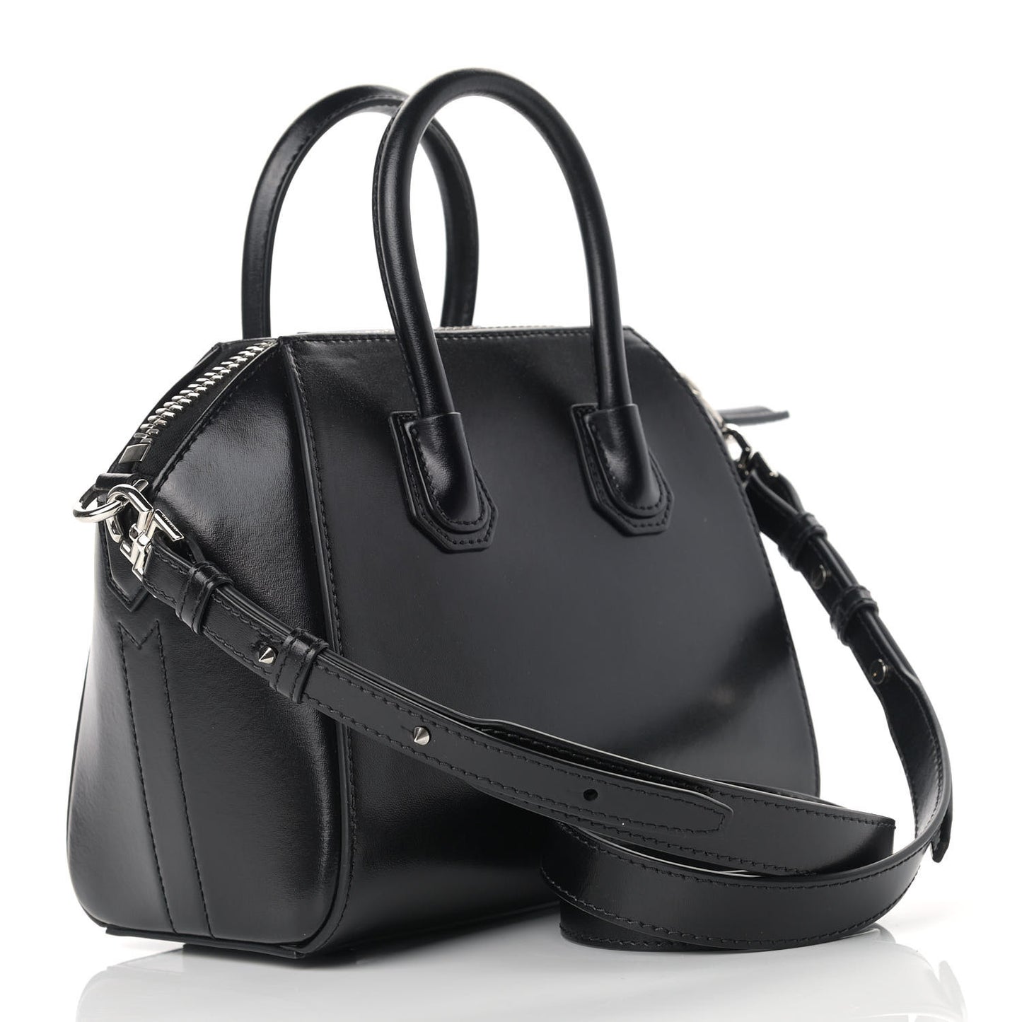 Shiny Lord Calfskin Mini Antigona Black