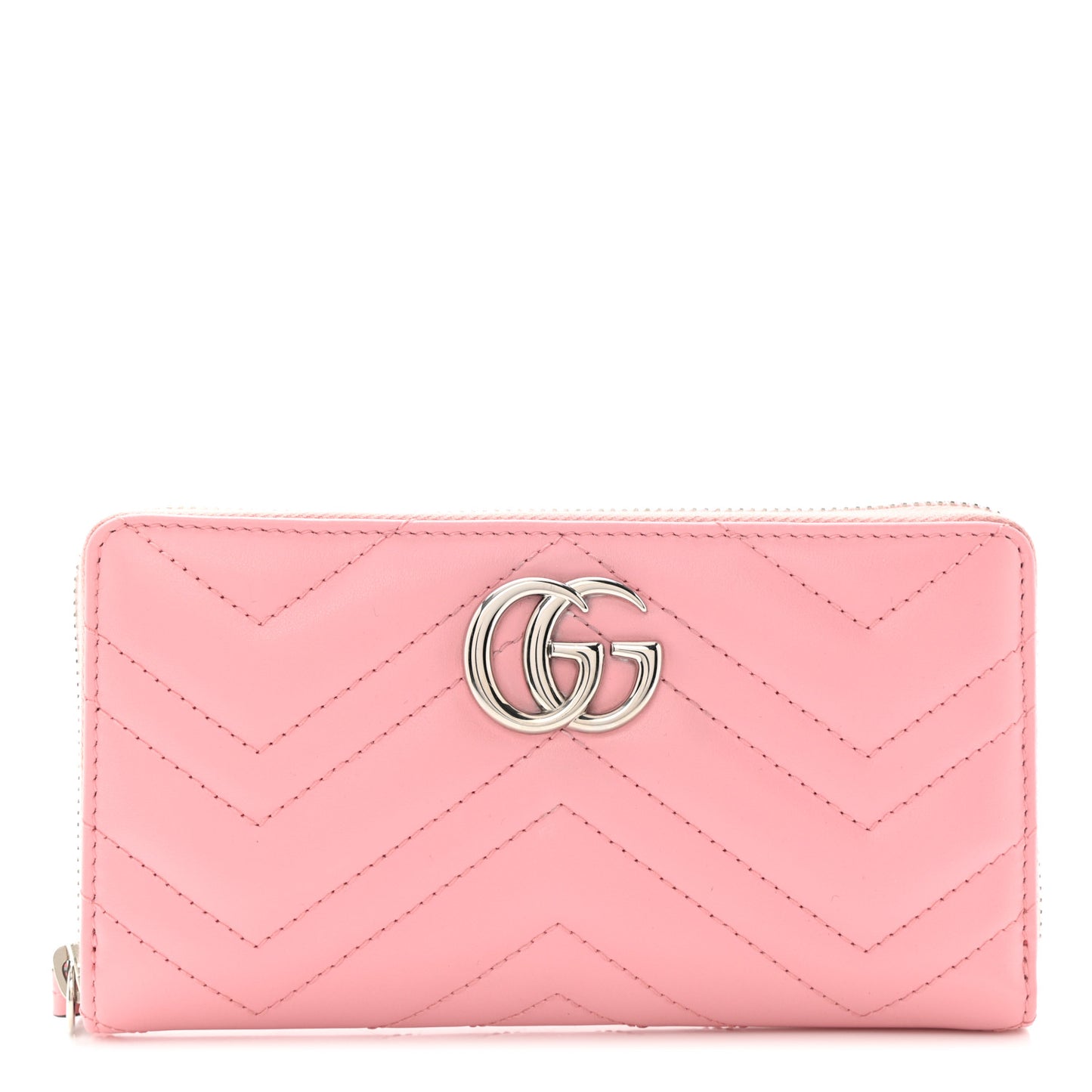 Calfskin Matelasse GG Marmont Zip Around Wallet Wild Rose