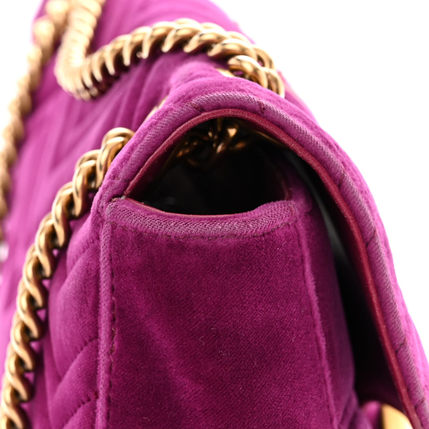 Velvet Matelasse Loved Embroidered Medium GG Marmont Shoulder Bag Fuchsia Violet Cyclamen