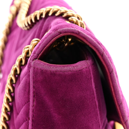 Gucci Velvet Matelasse Loved Embroidered Medium GG Marmont Shoulder Bag Fuchsia Violet Cyclamen 15 of 16
