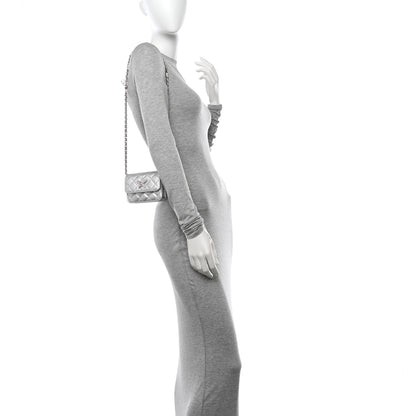 Chanel Metallic Goatskin Quilted Star Flap Waist Belt Bag Silver 2 of 11