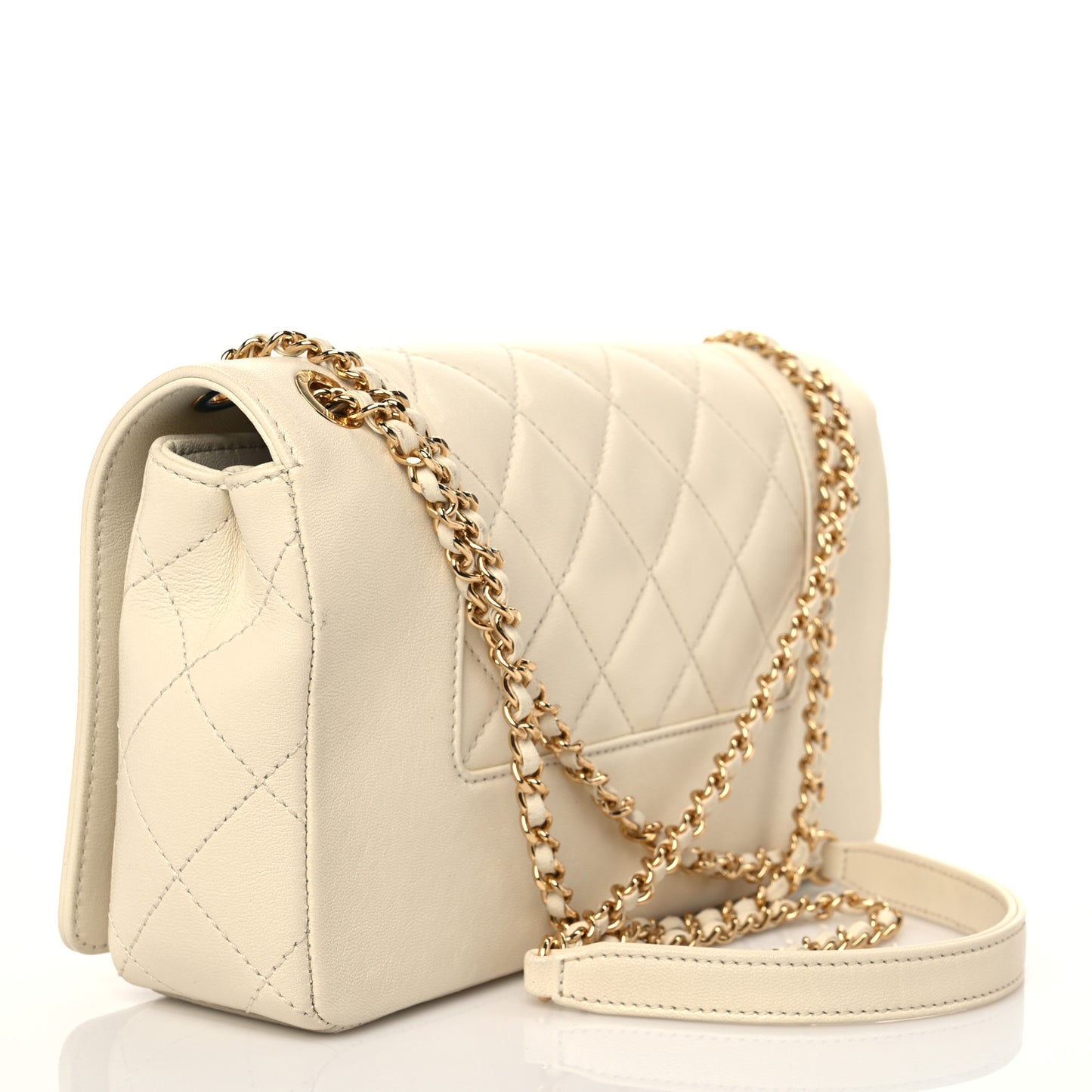 Sheepskin Quilted Medium Vintage Mademoiselle Flap White