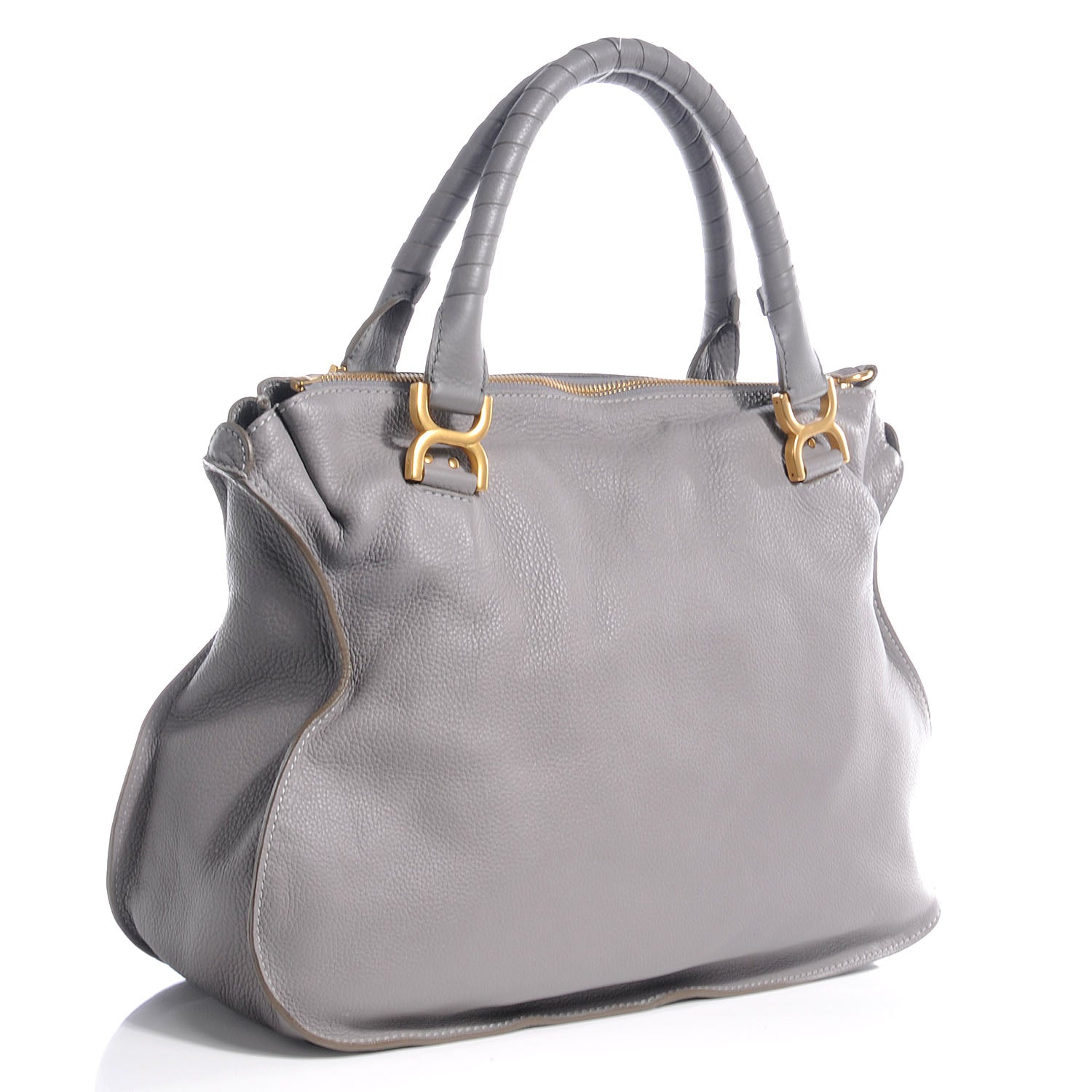 Chloe Calfskin Leather Large Marcie Satchel Cashmere Grey 3 of 9