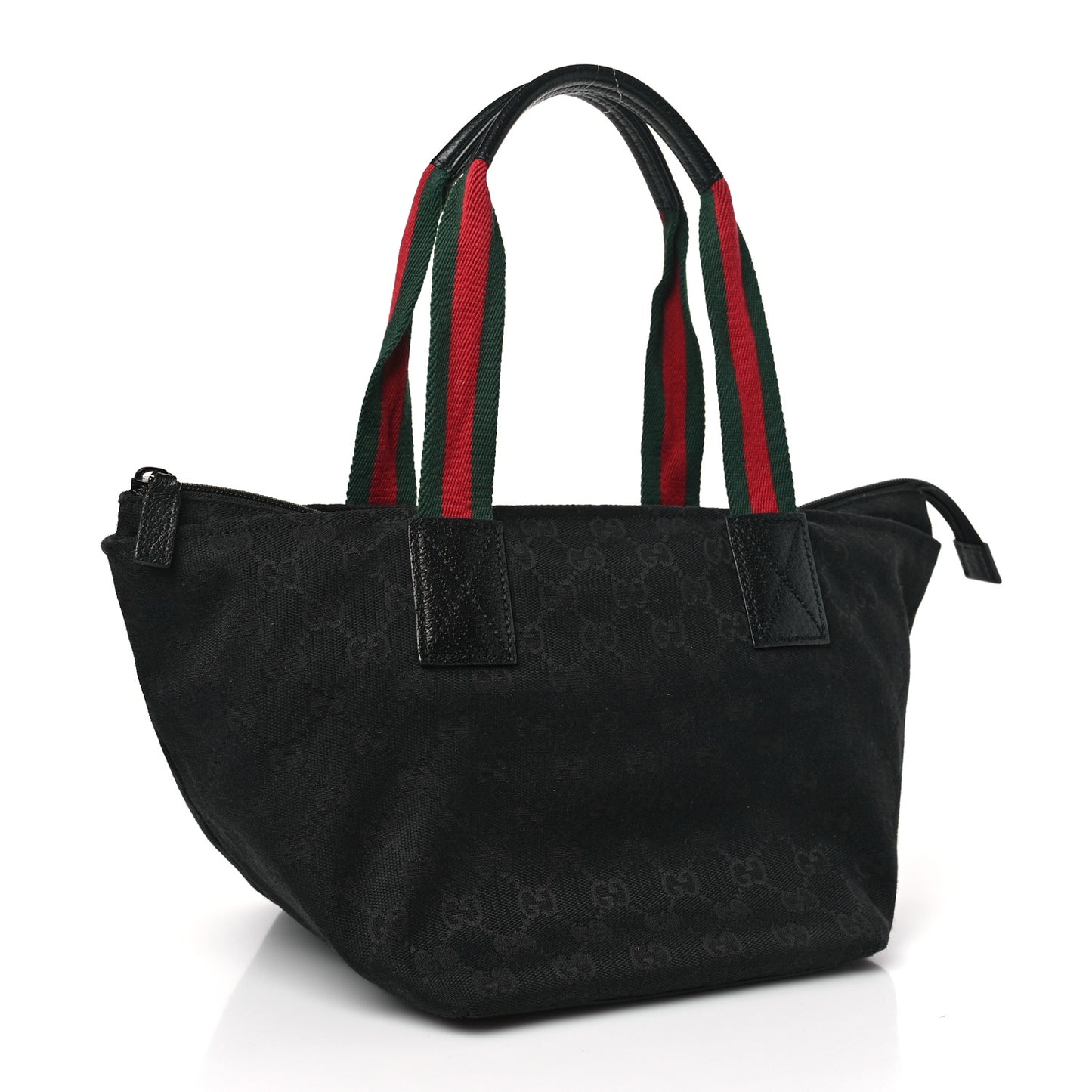 GG Monogram Small Web Handle Bucket Tote Black