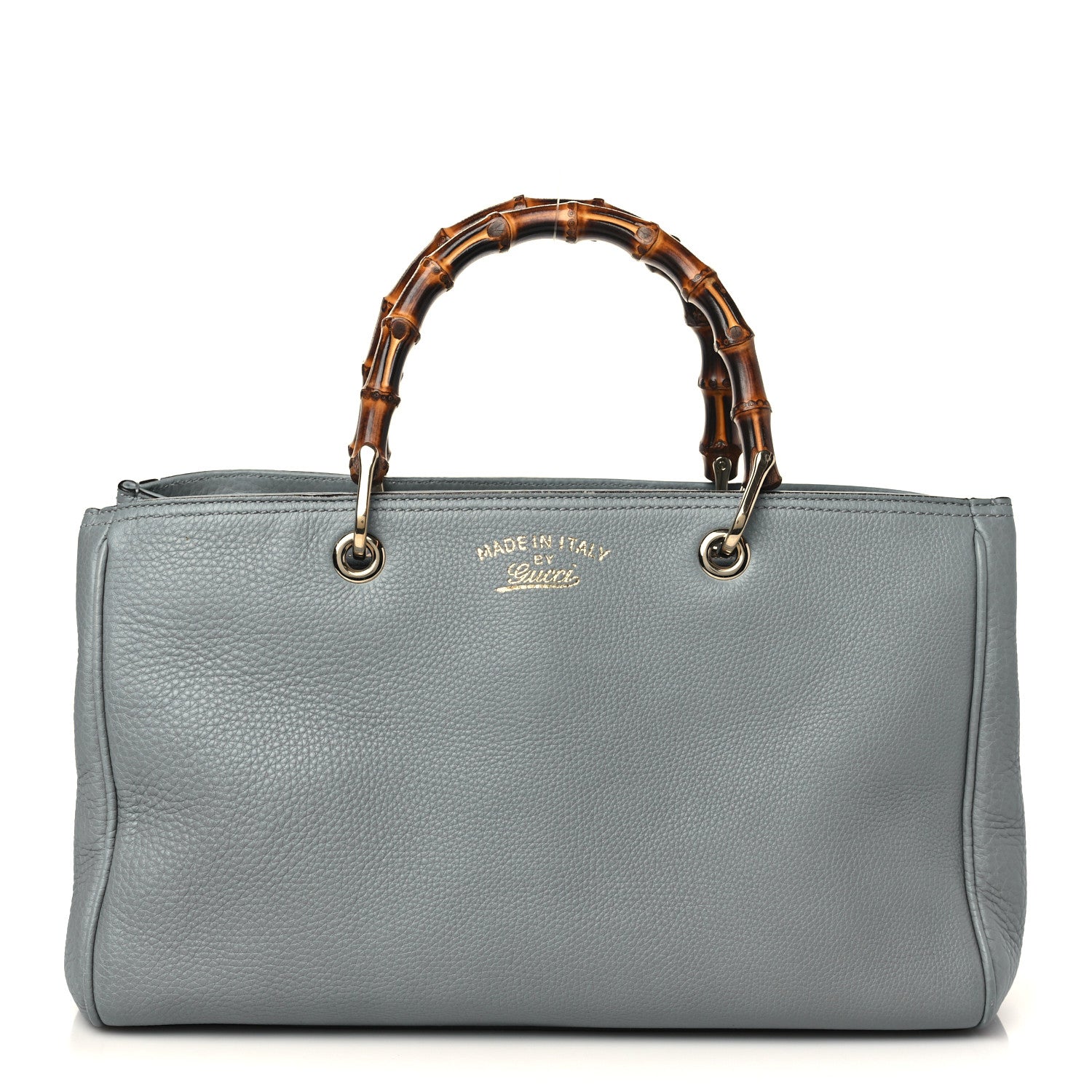 Gucci Pebbled Calfskin Medium Bamboo Shopper Tote Light Blue 1 of 10