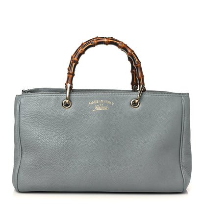 Gucci Pebbled Calfskin Medium Bamboo Shopper Tote Light Blue 1 of 10