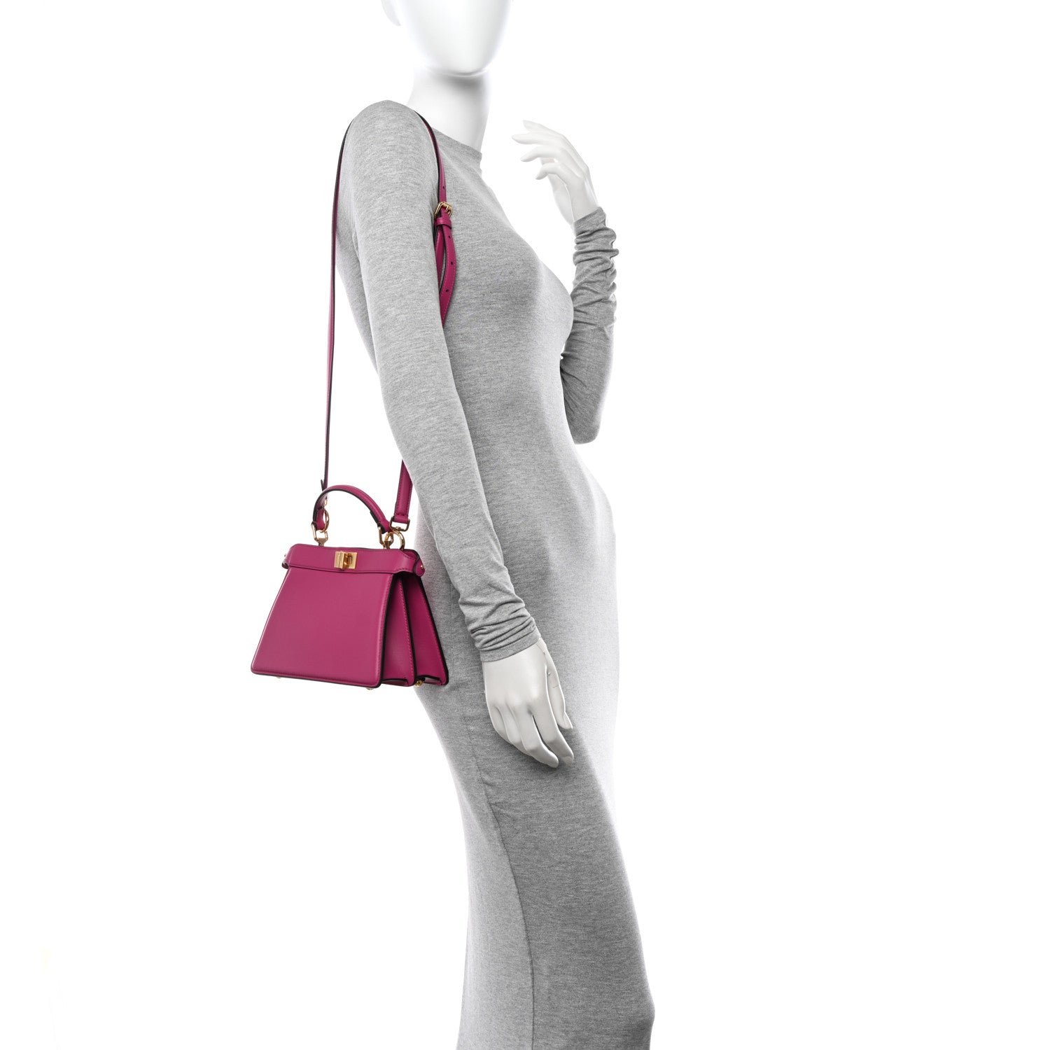 Fendi Shiny Nappa Petite Peekaboo I SEE U Satchel Magenta 2 of 10