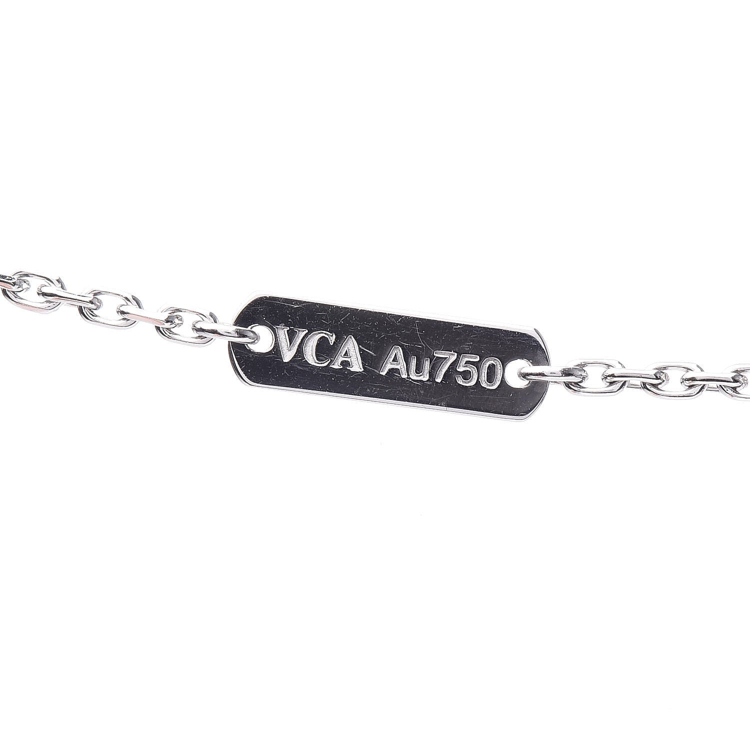 Van Cleef & Arpels 18K White Gold Mother of Pearl Vintage Alhambra Pendant Necklace 6 of 9