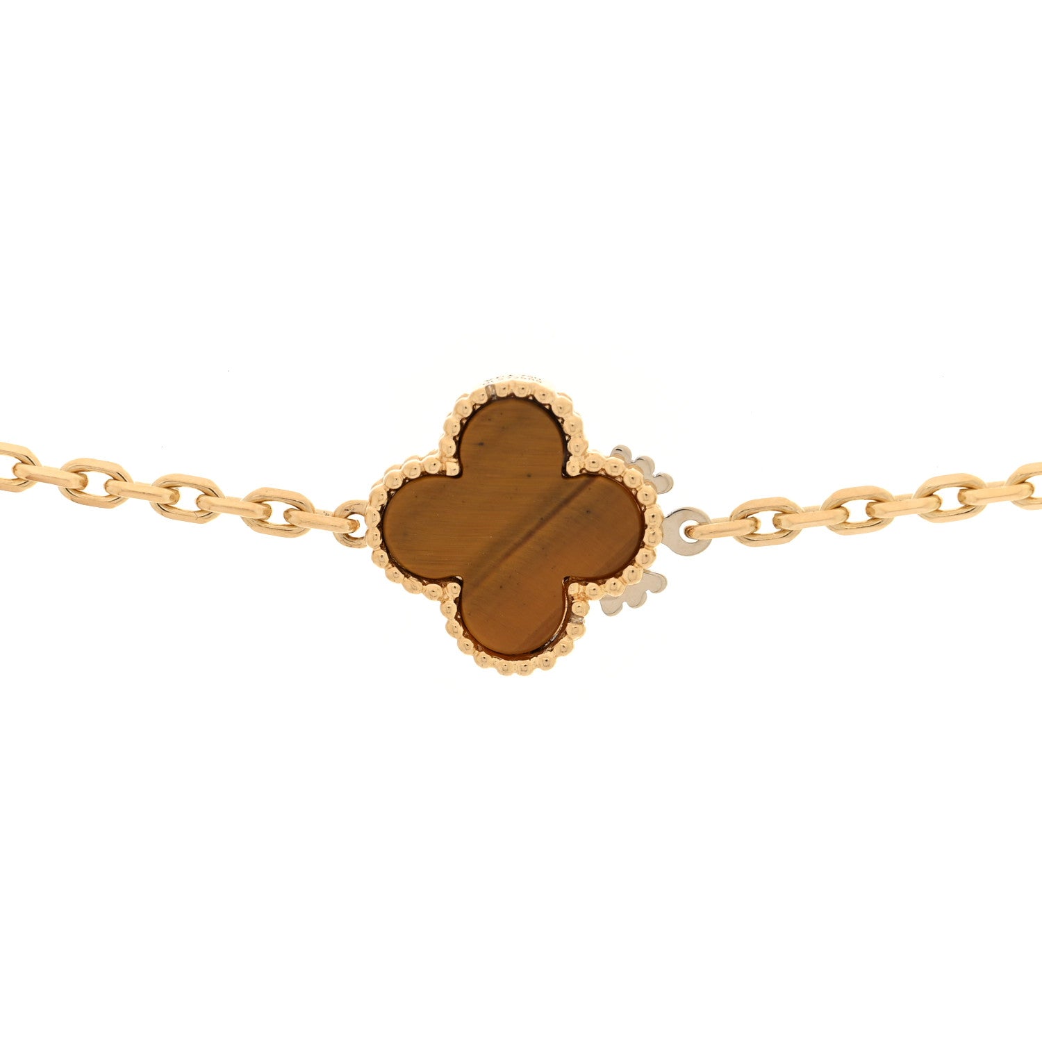 Van Cleef & Arpels 18K Yellow Gold Tiger Eye Carnelian 16 Motifs Magic Alhambra Necklace 8 of 10