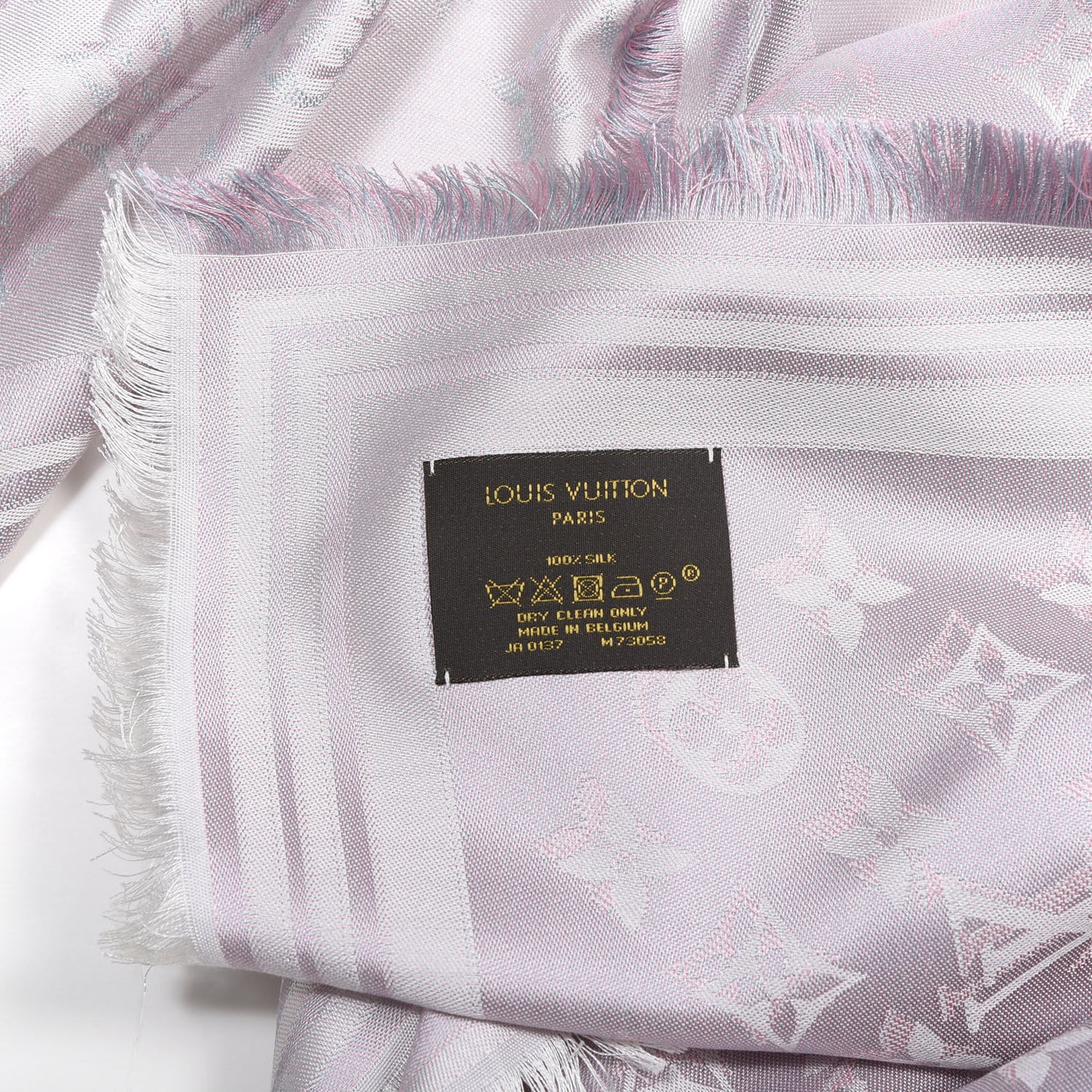 Silk Shadow Monogram Giant Shawl Pink Grey