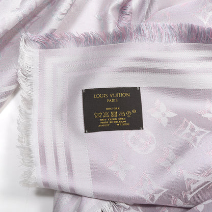 Louis Vuitton Silk Shadow Monogram Giant Shawl Pink Grey 3 of 4