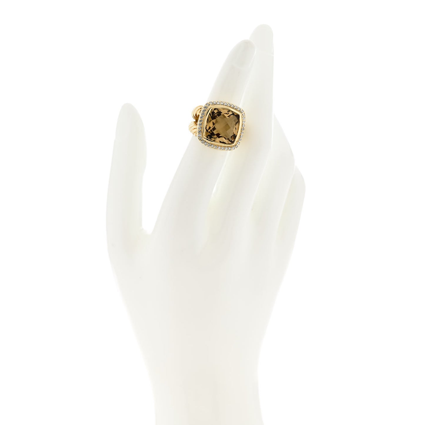 18K Yellow Gold Diamond Champagne Citrine 14mm Albion Ring 49 4.75