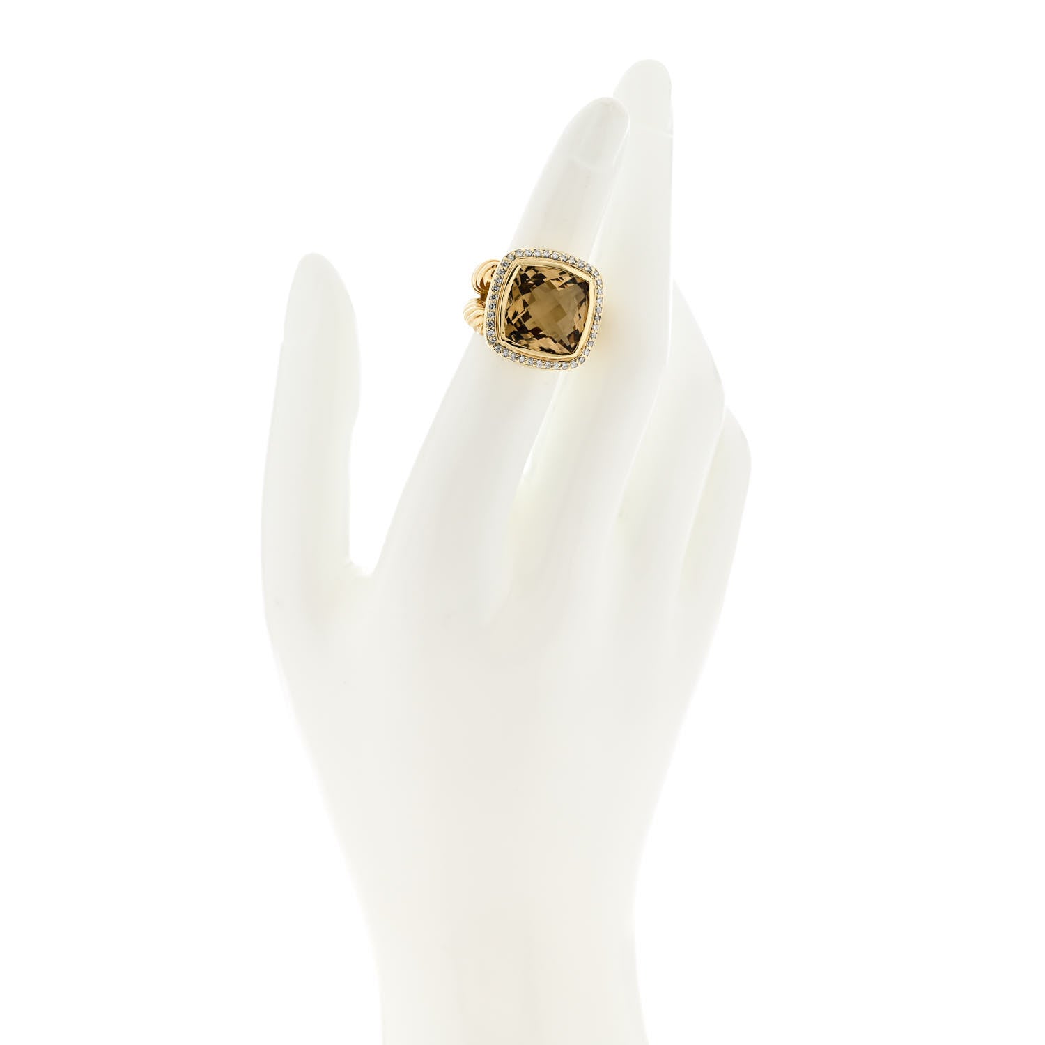 David Yurman 18K Yellow Gold Diamond Champagne Citrine 14mm Albion Ring 49 4.75 2 of 5