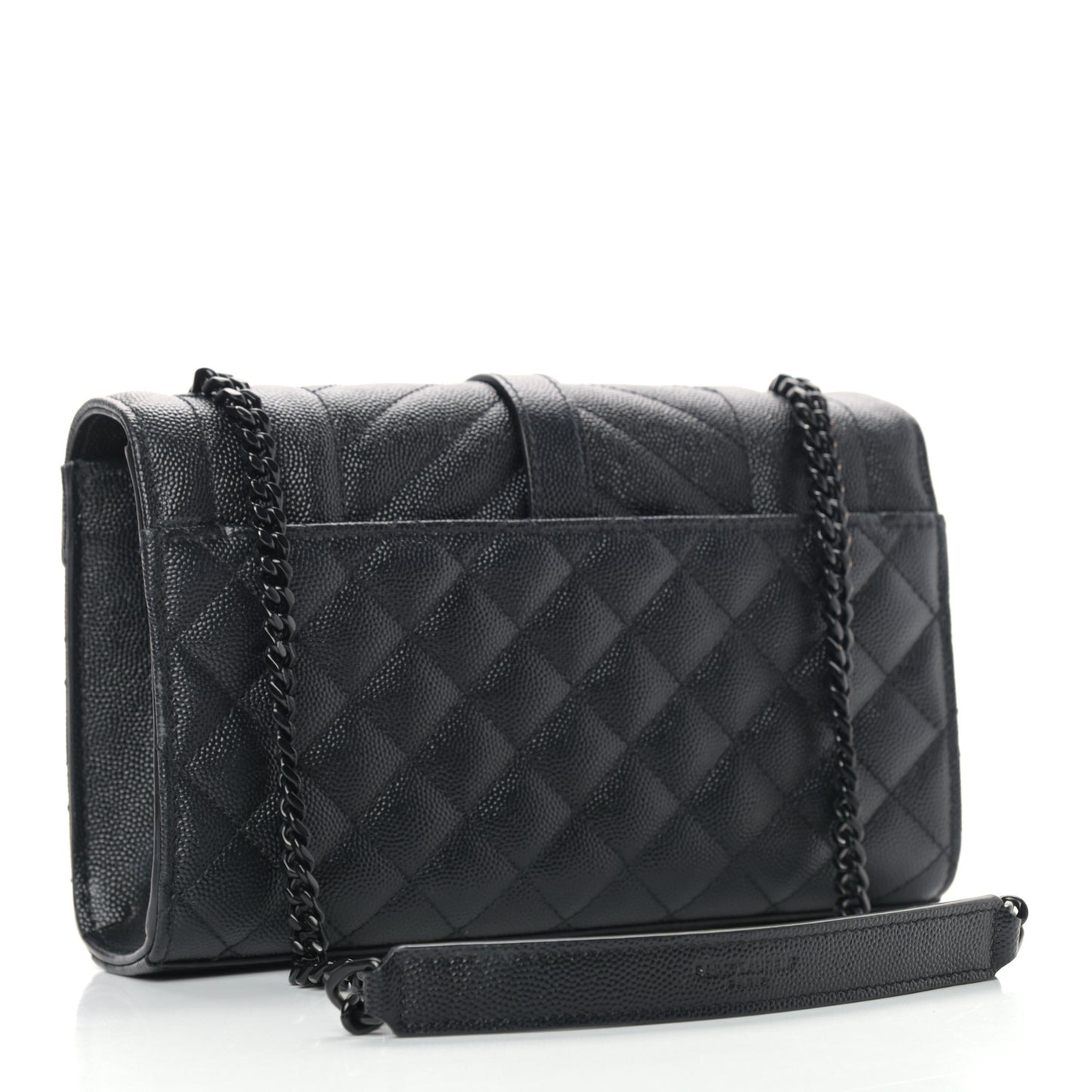 Grain De Poudre Textured Mixed Matelasse Triquilt Small Monogram Satchel Black