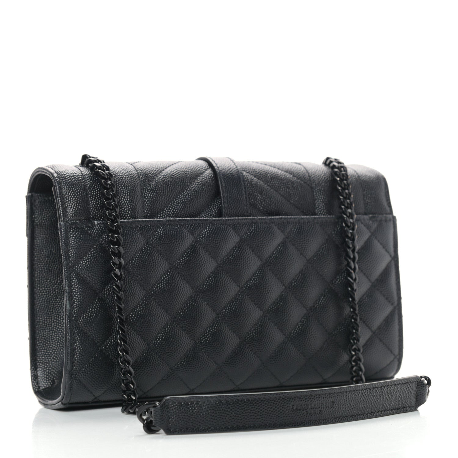 Saint Laurent Grain De Poudre Textured Mixed Matelasse Triquilt Small Monogram Satchel Black 3 of 11