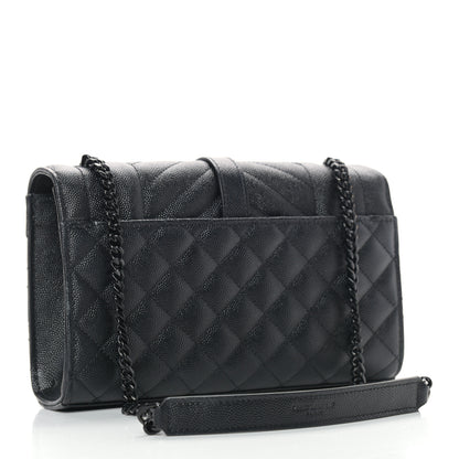 Saint Laurent Grain De Poudre Textured Mixed Matelasse Triquilt Small Monogram Satchel Black 3 of 11