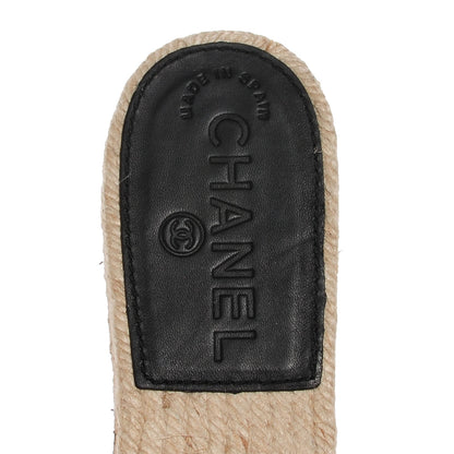 Chanel Lambskin CC Espadrille Slip On Sandals 38 Black 8 of 8