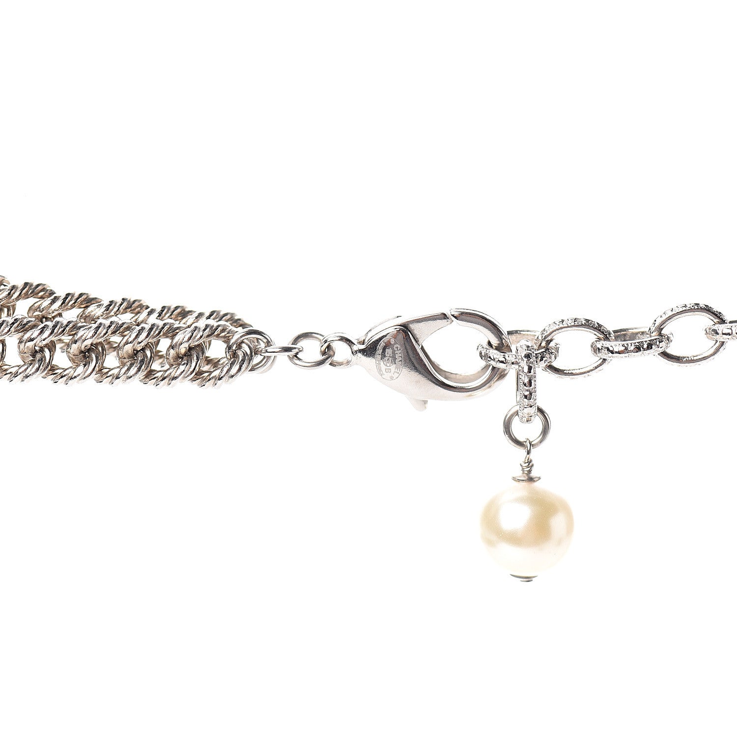 Chanel Pearl Crystal Bead CC Long Necklace Black 3 of 4
