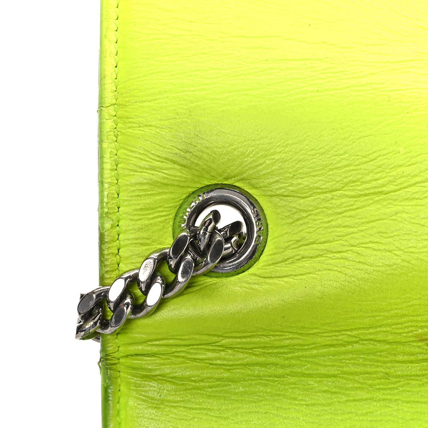 Saint Laurent Smooth Calfskin Small Monogram Kate Satchel Neon Yellow 15 of 16