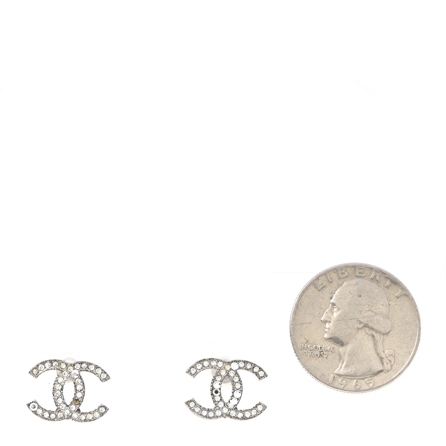 Chanel Crystal CC Earrings Silver 2 of 5